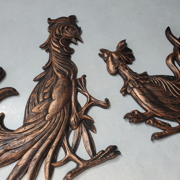 Coppercraft Guild Set of Two Fighting Roosters Wall Hanging Vintage MCM - Picture 13 of 13